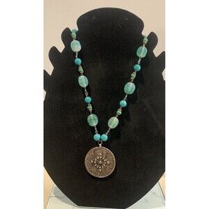 New York & Company Boho Southwestern Turquoise And Medallion Statement Necklace